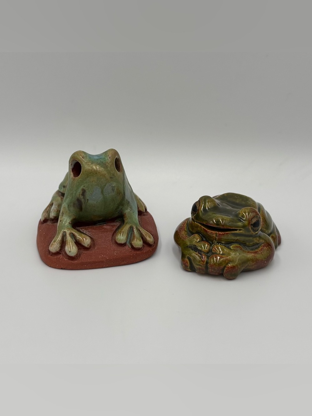 RARE Vintage Frog Ceramic Sculptures Handmade from Puerto Rico Decor Figures